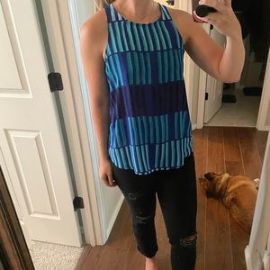 Apt.9 high neck sleeveless blue blouse, size M